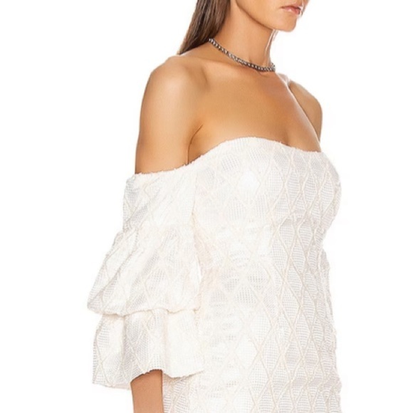 ATOIR Ivory Mini Strapless Dress Elegant Night Out Cocktail Bell Sleeve 4 - Picture 3 of 15